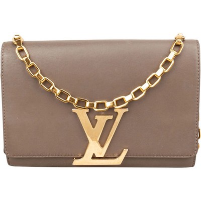 Louis Vuitton Taupe Leather Louise MM Chain Shoulder Bag Tasche