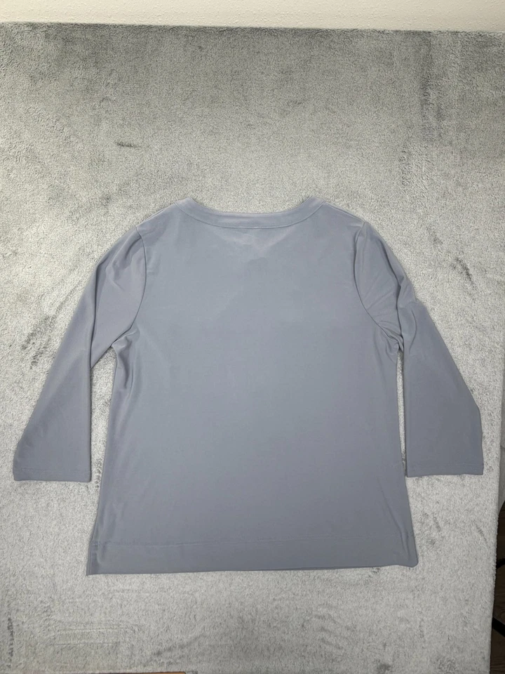 Top Anne Klein para mujer con cremallera frontal azul claro manga larga talla L Foto 4 de 4