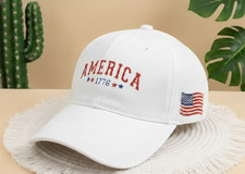 1776 Anniversary Hat Embroidery Stars Detail Adjustable Cotton Baseball Cap