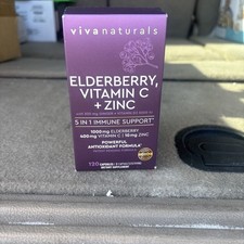 Viva Naturals Sambucus Elderberry with Vitamin C, Zinc, Vitamin D3. EXP : 8/26