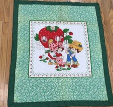 Vtg Strawberry Shortcake Huckleberry Pie Baby Blanket Quilt Handmade 80s READ 