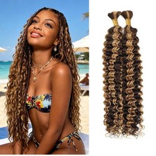 P4/27 Boho Hair for Braiding, 18 Inch Deep Wave Human Hair for Braids 100g