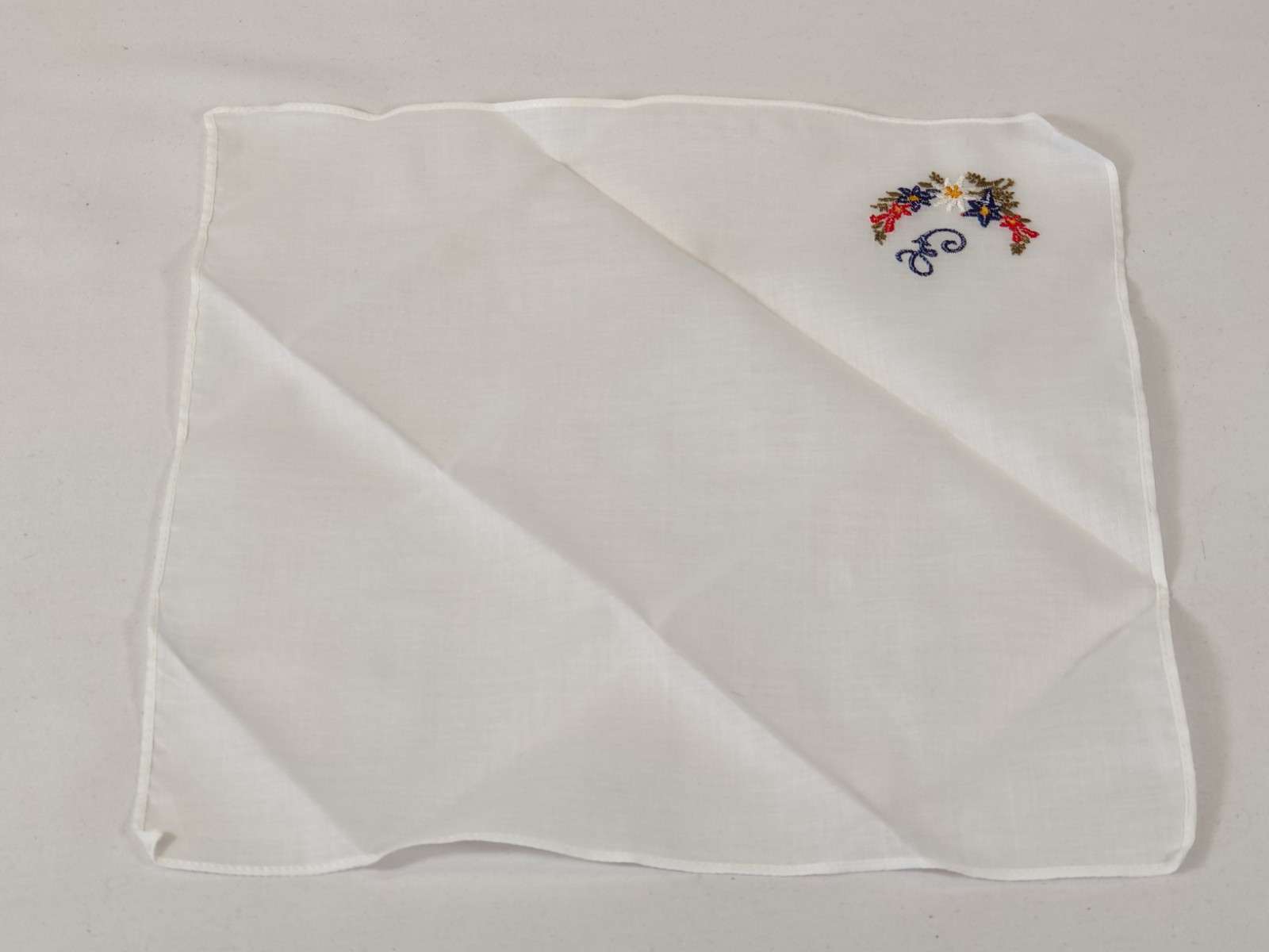 E Initial Handkerchief Monogram 10" Square Austri… - image 6