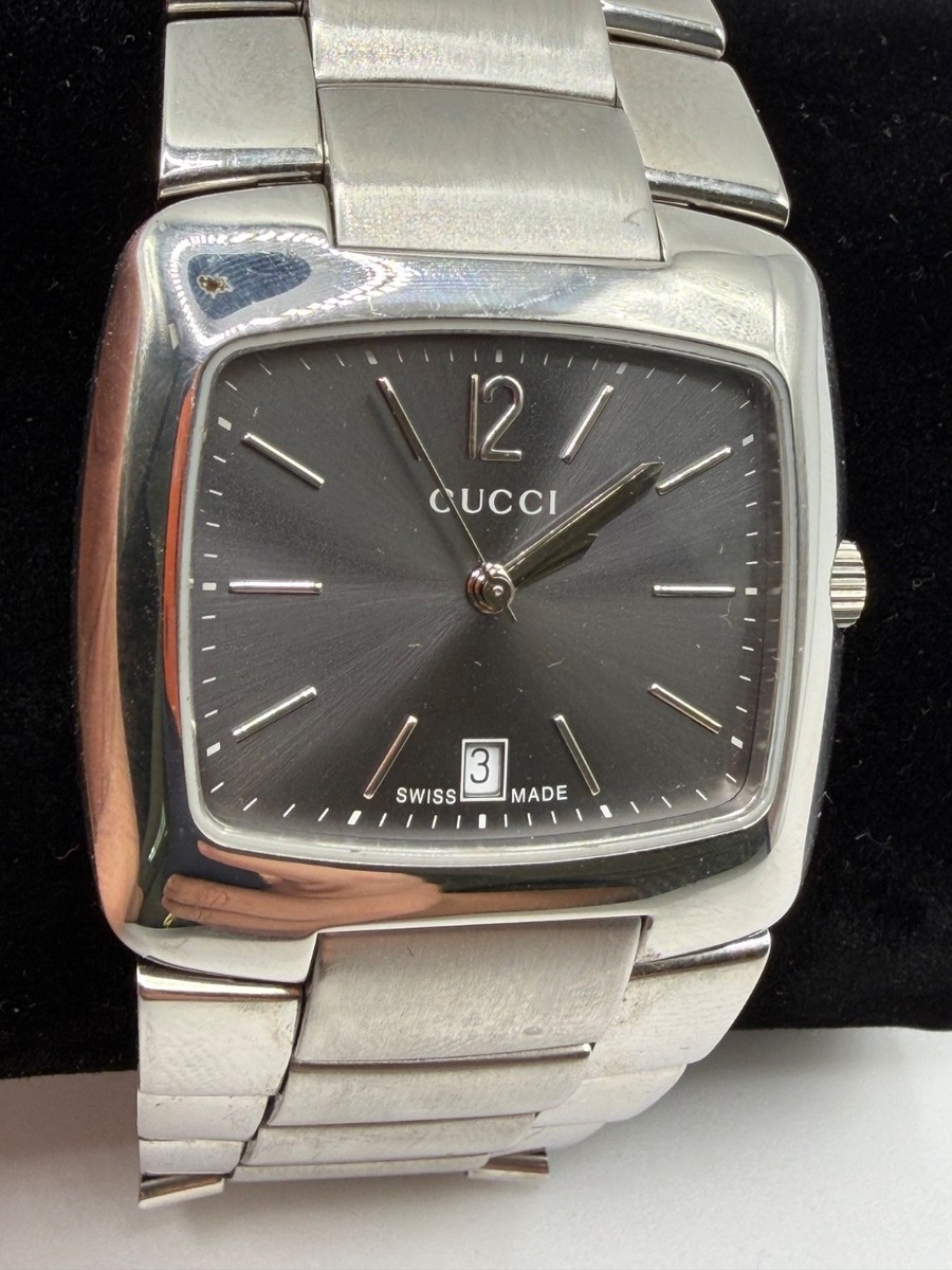 GUCCI 8500M SQUARE DATE BLACK DIAL QUARTZ MEN'S WATCH TESTED