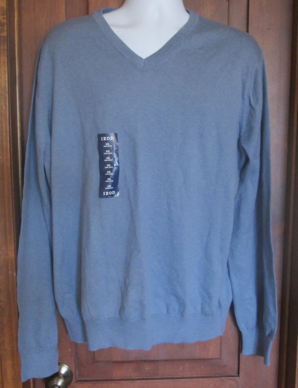 IZOD Fieldhouse Sweater Men's 2XL Ocean Blue Cotton/Acrylic/Nylon/Wool * NEW $55