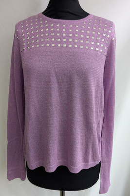 Be Beau Matalan Purple Glitter Open Back Long Sleeve Top Size 10