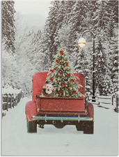 LED Wall Art - Lighted Red Pick-Up Truck Canvas Print - Light up Picture with Wi