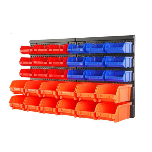 Wall Mounted Storage Bins Parts Rack 30PC Organizer Garage Plastic Tool for M...