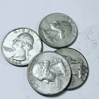 WASHINGTON SILVER QUARTERS LOT OF 4, 90% SILVER CIRCULATED COINS FREE SHIP #9019
