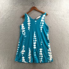 Pontocruz Kohl’s Dress Women M Blue White Twist Back Tie Dye Sleeveless NEW