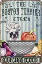 Tin Metal Signs The Boston Terrier Kitchen Gourmet Food Co. Tin Signs Vintage Ba