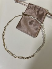 Louise Carter Rhoni 14K Gold Paper Clip Pearl Necklace NEW