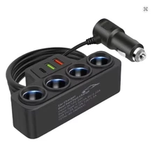 Car Cigarette Lighter Splitter QC3.0+PD 3.1A 12V-24V 3 USB Ports 4 Socket