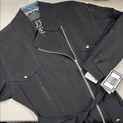 3点オーダーC Fleet Street Ultra-Silk Black Jacket Trench Coat Full Zip Button