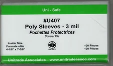 100 Uni-Safe 3-mil Polyethylene First Day Cover Sleeves 4-1/8" x 7-3/8"