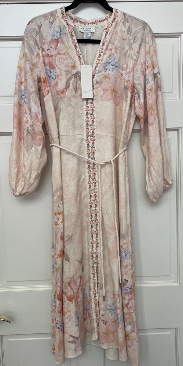 Linen Long Sleeve Floral Dresses Midi for sale | eBay