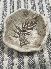 Cedar By Creole Kiln Pottery Pressed Leaves Clay Trinket Dish Handmade
