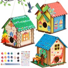 3 Pack Bird House Crafts for Ages 8-12 5-8, DIY Wooden Arts and Crafts Kit fo...