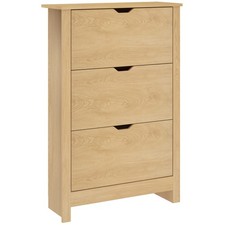 HOMCOM Scarpiera Slim per 18 Paia, 3 Cassetti con 2 Ripiani Regolabili Naturale