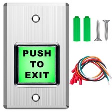 Push to Exit Button,Indoor Green Square Request to Exit Button,Stainless Stee...