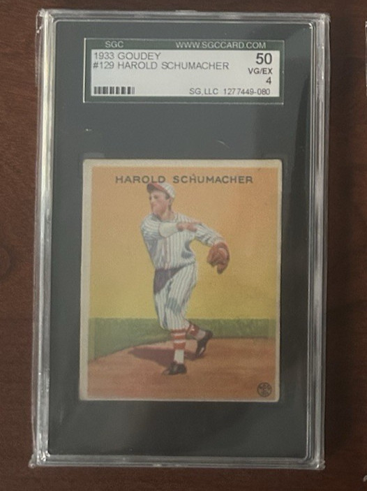 1933 Goudey Harold Schumacher #129 SGC 4 New York Giants