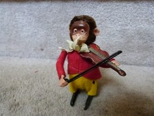 Rare Vintage 1940's Schuco Wind up Monkey with Violin Germany WORKING 4.25"