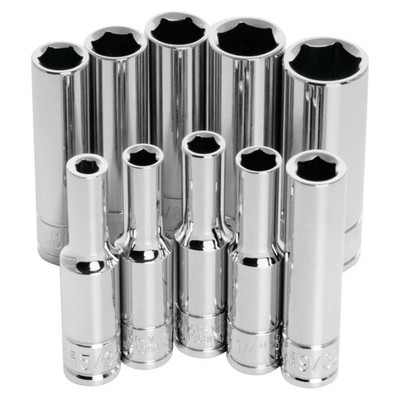 W36300 10 pc. 1/4'' Dr. 6pt SAE Deep Socket Set Performance Tool