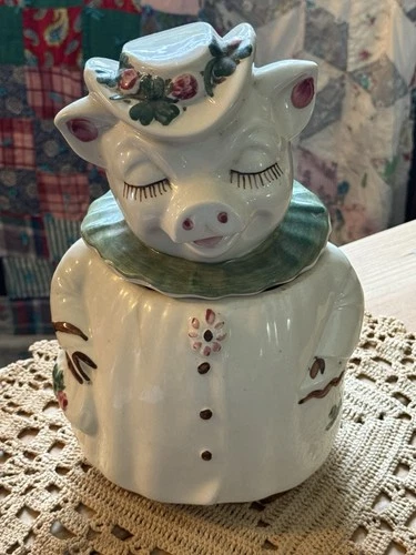 Vintage Shawnee USA Pottery - Winnie The Pig - Green Collar - Cookie Jar