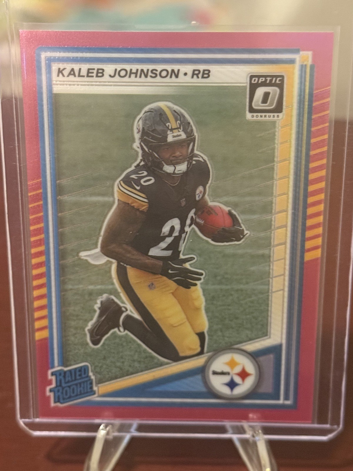 2025 Donruss - Rated Rookie Kaleb Johnson #322 Optic Preview Pink Prizm (RC)