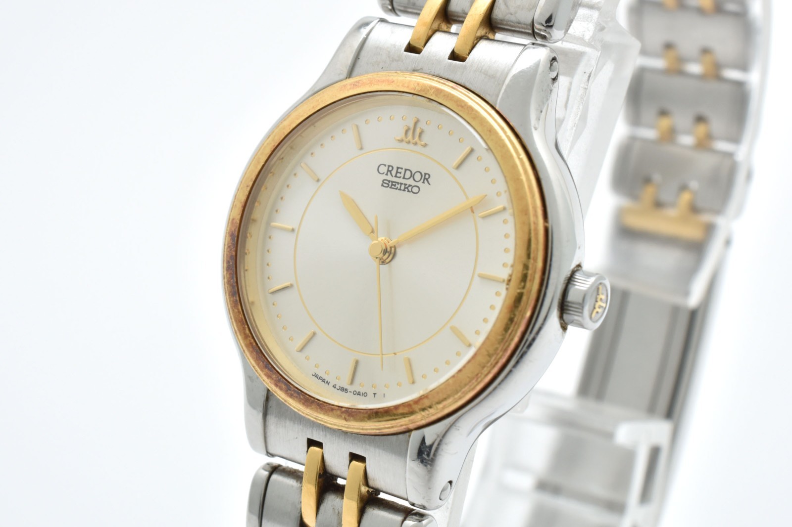 Rare Vintage SEIKO CREDOR 4J85-0A10 Gold 18kt Bezel Qz Ladies Watch [Exc5] JAPAN image 3