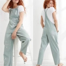 Aerie  werk and play twill jumpsuit overalls w/ paint splatter in green small