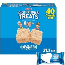 4 Pack Rice Krispies Treats Original Crispy Marshmallow Squares Snacks,40 Ct Pk