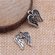 15/40PCS Antique Silver Tone ANGEL WINGS Charm Pendant, Remembrance Charm XCS38