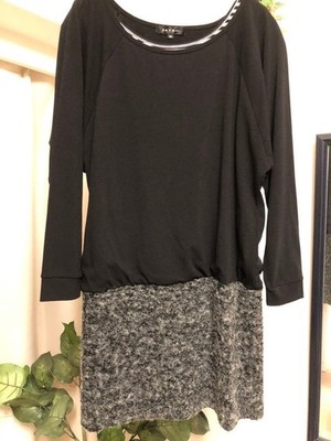 JAYRO Color Block Dress M Black Gray Border Dolman Layered Style