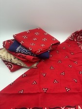 Lot Of 6 Vintage Bandana Blue Red Tan Cotton Paisley Floral Handkerchief RN13962