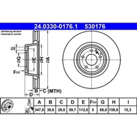 Bremsscheibe ATE 24.0330-0176.1 (2 Stk.) FüR Audi A6 C6 Avant