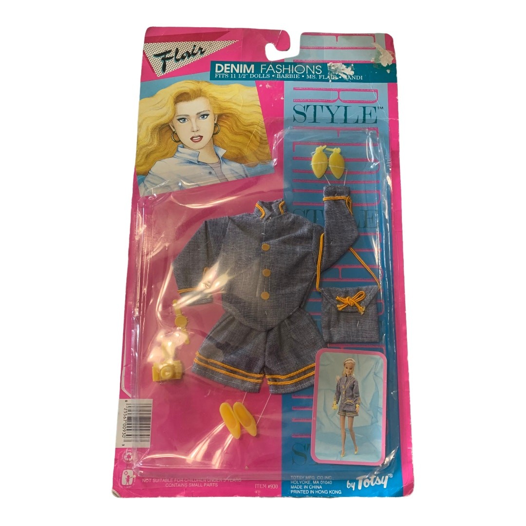 Vintage 1980s Totsy Flash Denim Fashions Outfit Fits 11.5&rdquo;