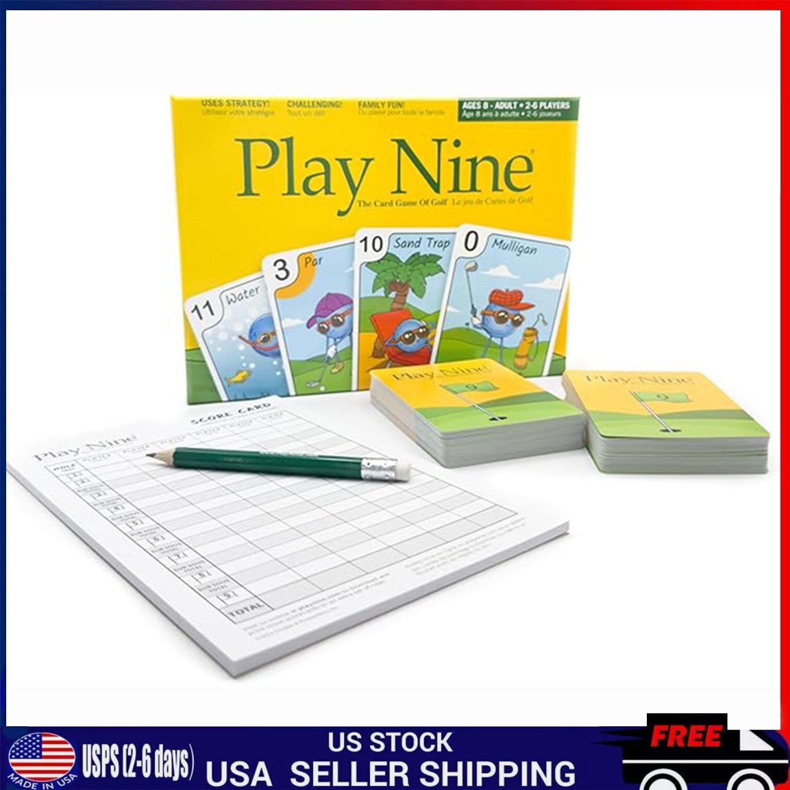 Play Nine The Card Game Of Golf 2-6 Players Strategy Card Game Ages 8+ SEALED
