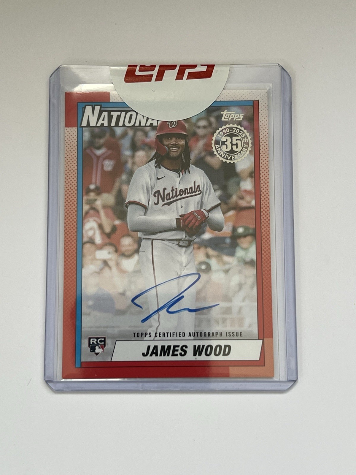 James Wood 2025 Topps Series 1 1990 35th Anniversary Autograph 90AJWO Topps Seal