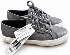 Superga 2750 Syntcrocodile Grey Croco Womens 7 EU 37.5 Sneakers S81188W-A1S NWOB
