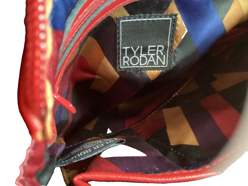 Tyler Rodan Rojo Imitación Cuero Bandolera Monedero Bolso de Hombro Multi Bolsillos con Cremallera Foto 4 de 4