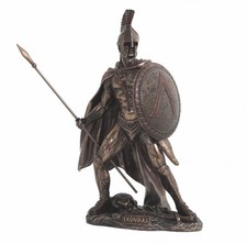 Leonidas Spartan King Statue 26Cm Bronze-Finish Resin Handmade Italy Italfama