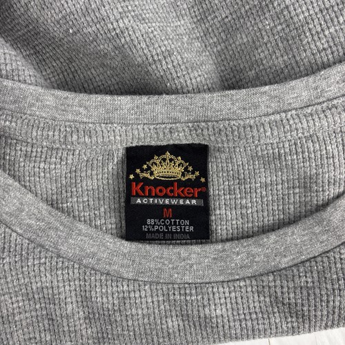 Camicia termica manica lunga Knocker grigio medio waffle maglia strato comodo - Foto 3 di 11
