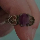 Vintage sterling silver Solitaire Ring with Oval Purple Gemstone, Size 5