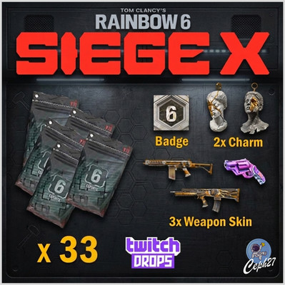 Rainbow Six Siege Twitch Drops - 33x Esports Pack SLC + 3 Skins + 3 Charm + Badge