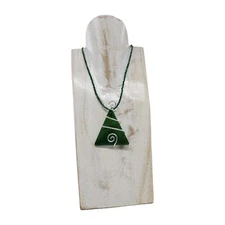 CHRISTMAS Tree Pendant Necklace Modernist Lucite Wrap Malachite Necklace 18 in