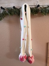 TOBY brand GIRLS Creamy White Winter SCARF POMPOMS KNIT WARM ONE SIZE FITS MOST