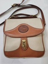 Vtg Dooney  Bourke Surrey Satchel Crossbody Leather Pebble Grain Ivory/Brown