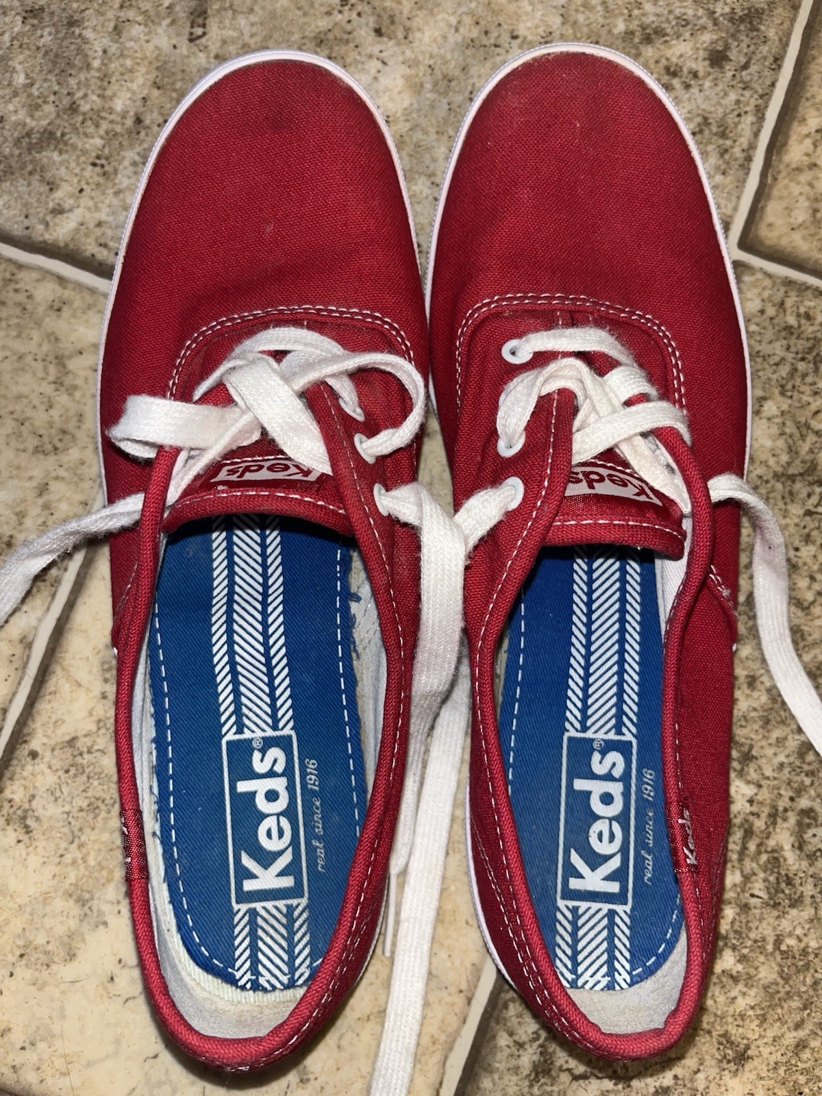 In Red Canvas. Size 8 Womens