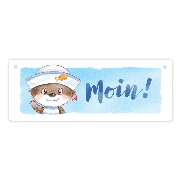 Ottfried Der Otter Metallschild L In 10,5X28Cm Mit Spruch Moin!-image
